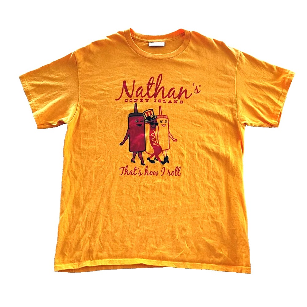 Vintage Nathan's Coney Island "That's How I Roll" T-Shirt Size L